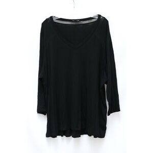 Cable & Gauge Top V-neck black mesh trim plus size 3X stretch tunic minimalist